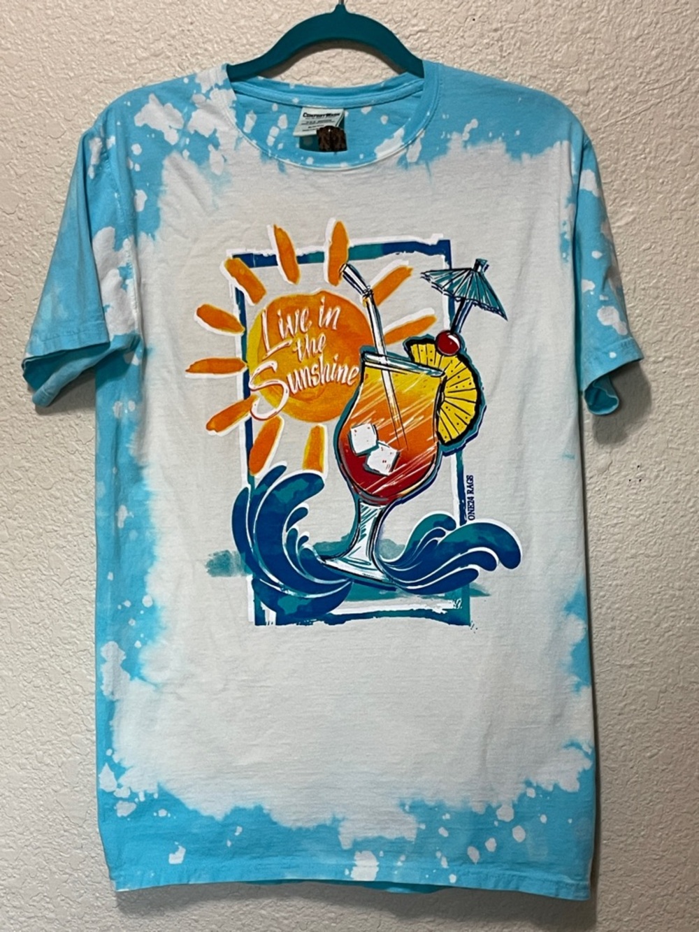 Comfort Wash Women's White And Teal Fun Tie Dye Tee. NWT. Size S.